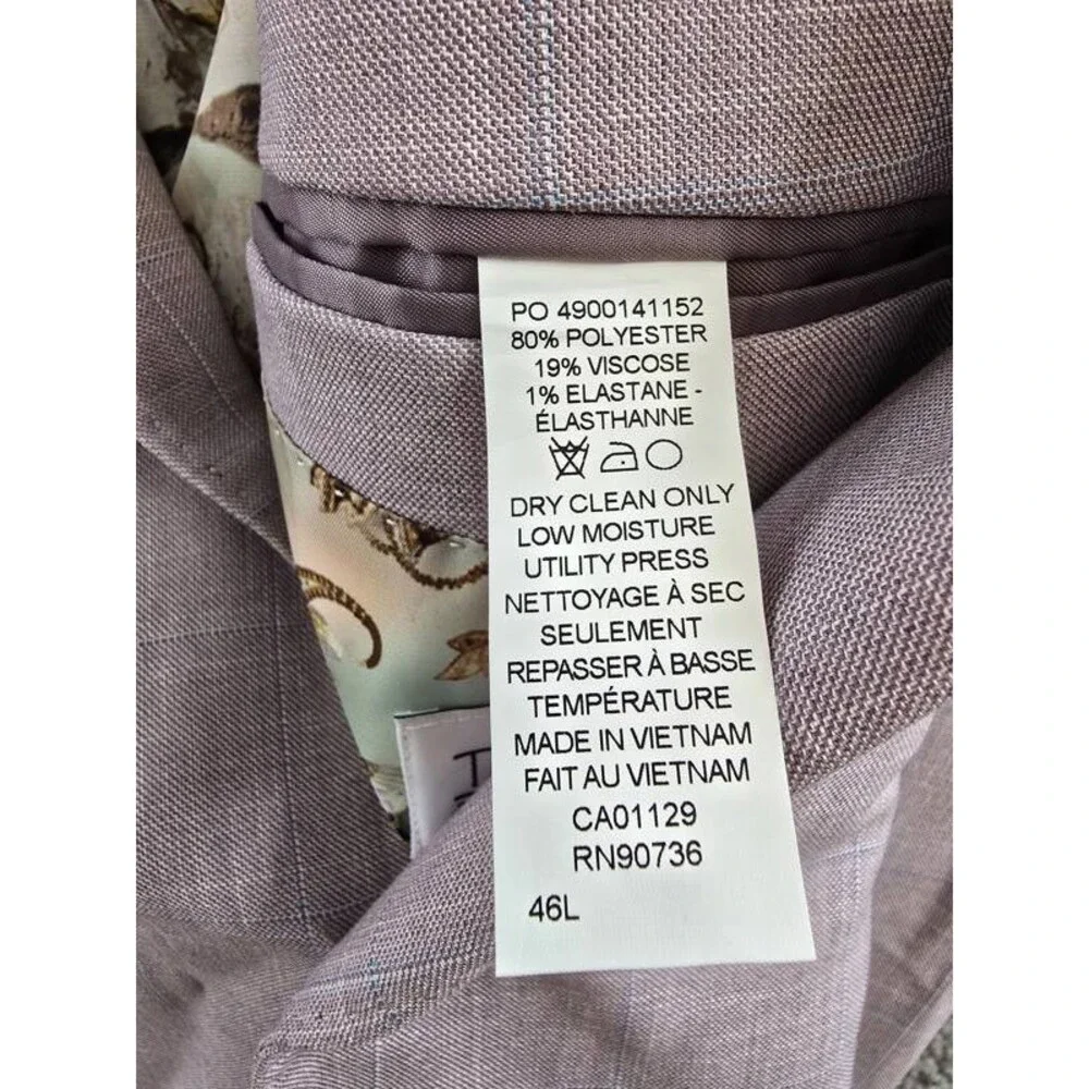 Tayion Collection Regular-Fit Suit Jacket Men's 46L Pink Flap Pocket Long Sleeve